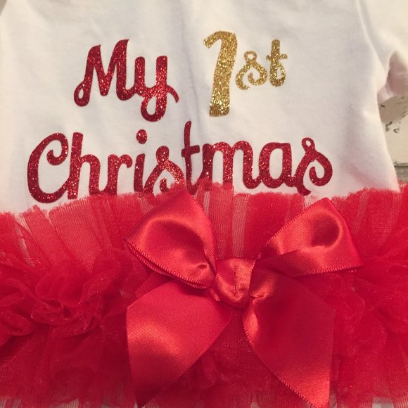"My 1st Christmas" Tutu Diaper Shirt 3-6 Months - Picture 2 of 5